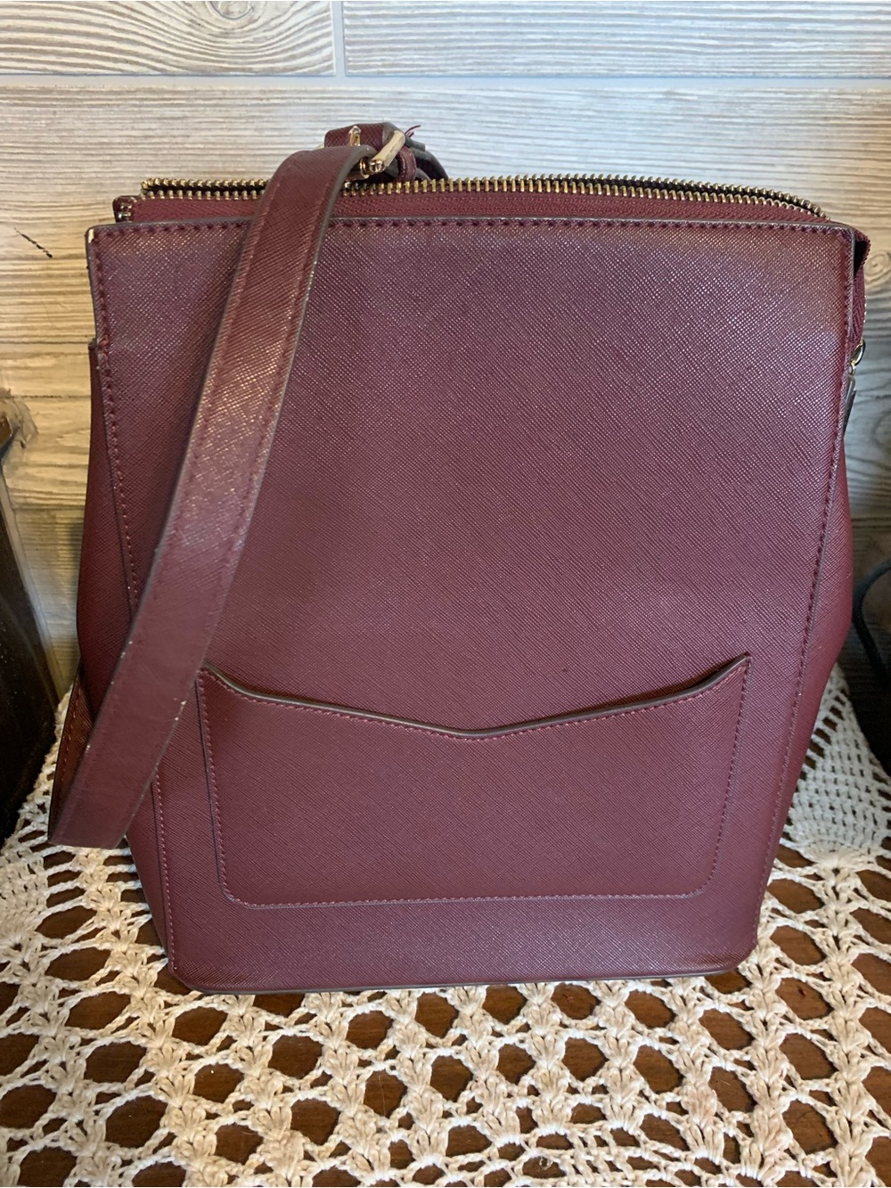 Celine Dion Burgundy Crossbody Bag